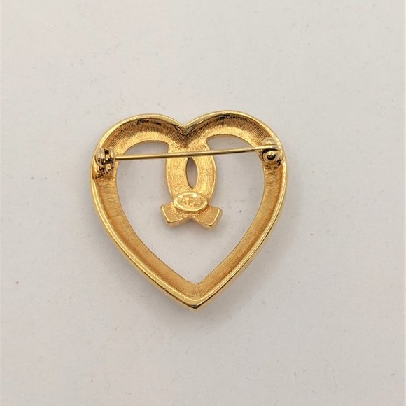 Retro Rhinestone Heart Brooch Pin - Picture 2 of 4